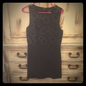 Black with faux leather attached overlay